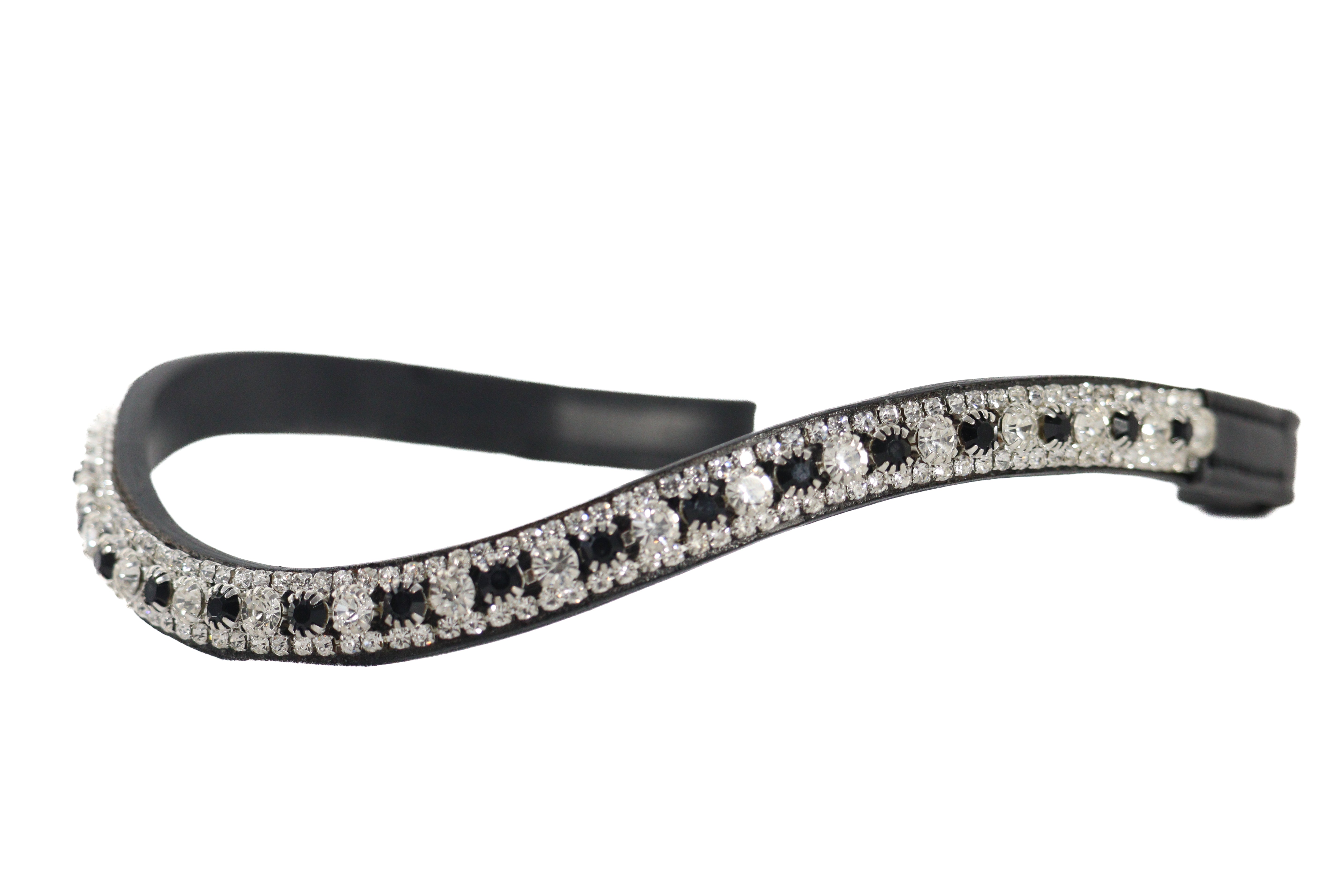 Black & Clear Thin Crystal Wave – Black Browband
