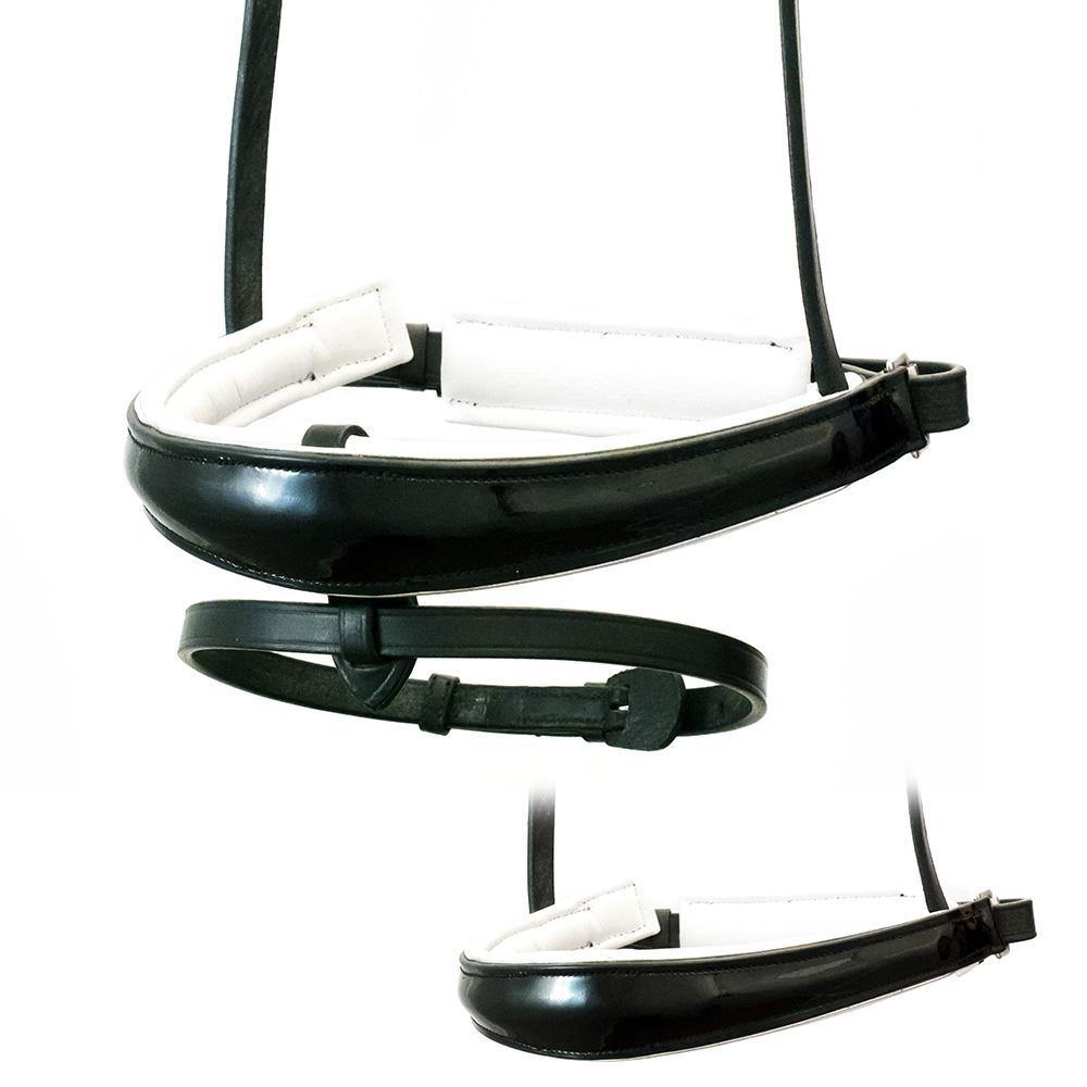 Anatomical Raised Patent White Padded Converter Crank – Black Snaffle / Double Noseband