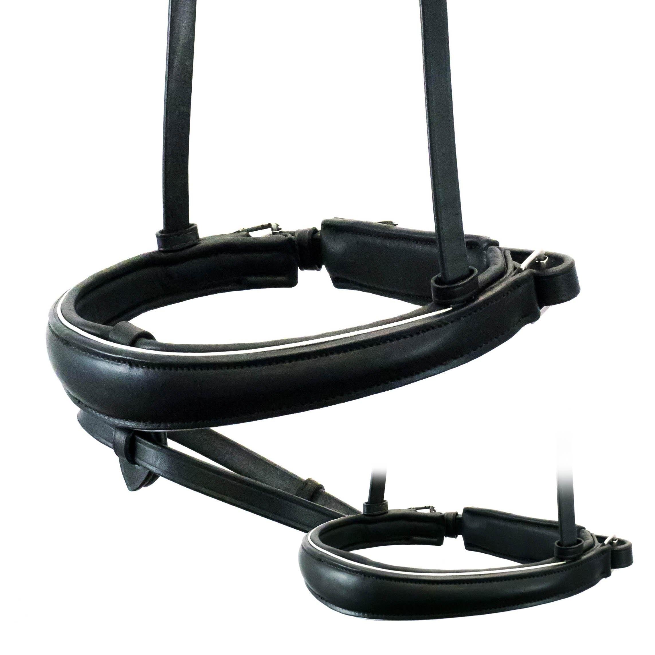 Anatomical Raised Silver Pipe Converter Crank – Black Snaffle / Double Noseband