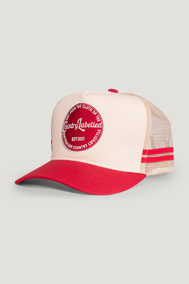 Country Labelled Cap – CL Patch – Cream & Red