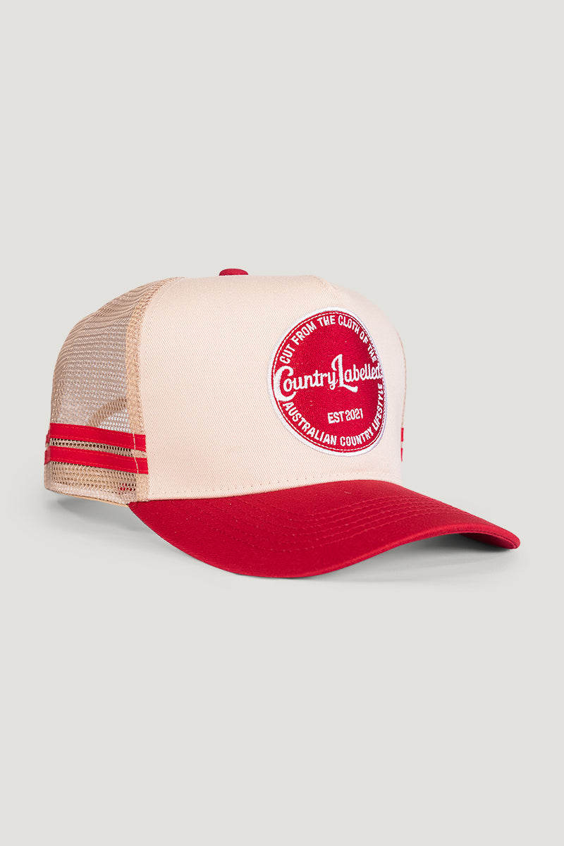 Country Labelled Cap – CL Patch – Cream & Red