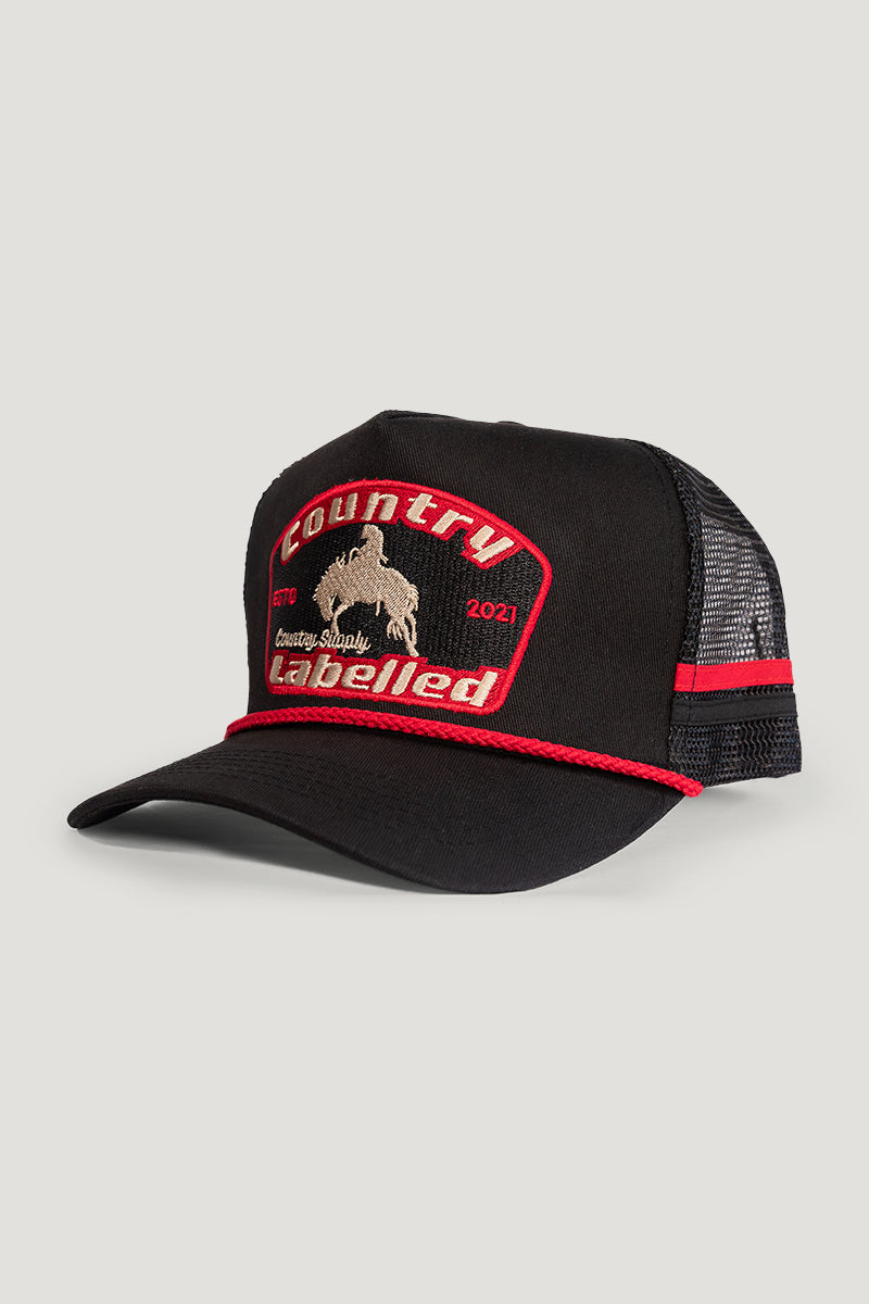 Country Labelled Cap – CL Bronc – Black & Red