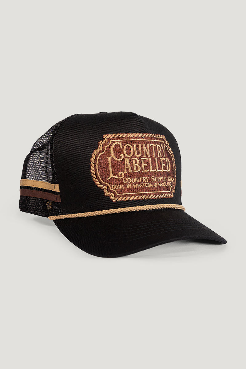 Country Labelled Cap – CL Badge Black & Gold