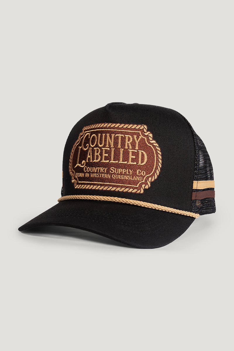 Country Labelled Cap – CL Badge Black & Gold