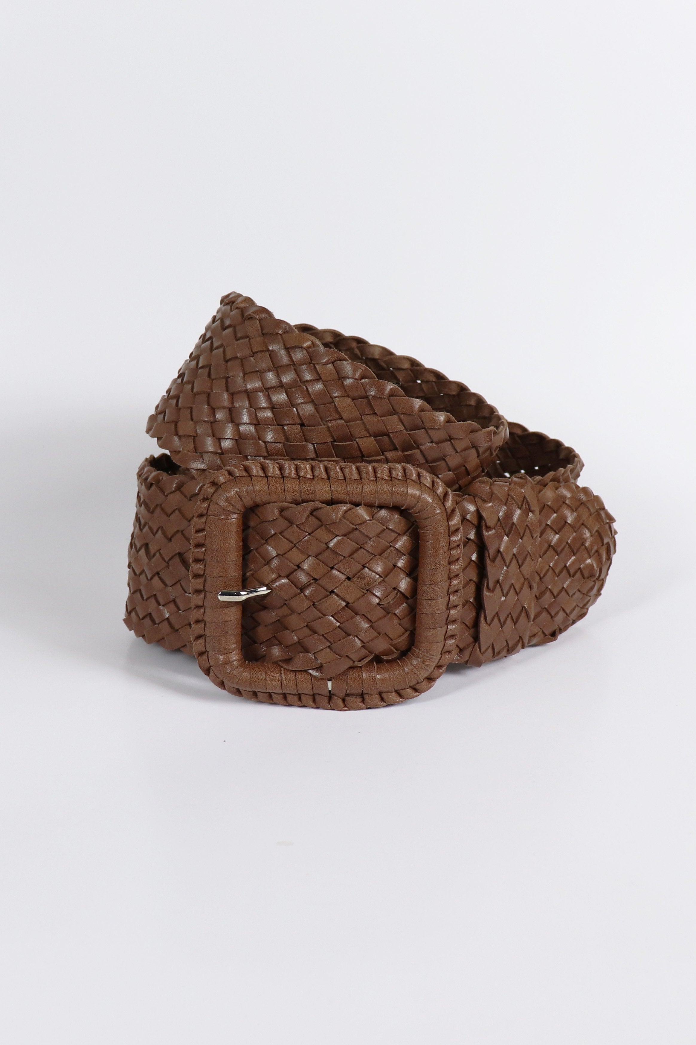 Leather Plaited Belt – Brandy