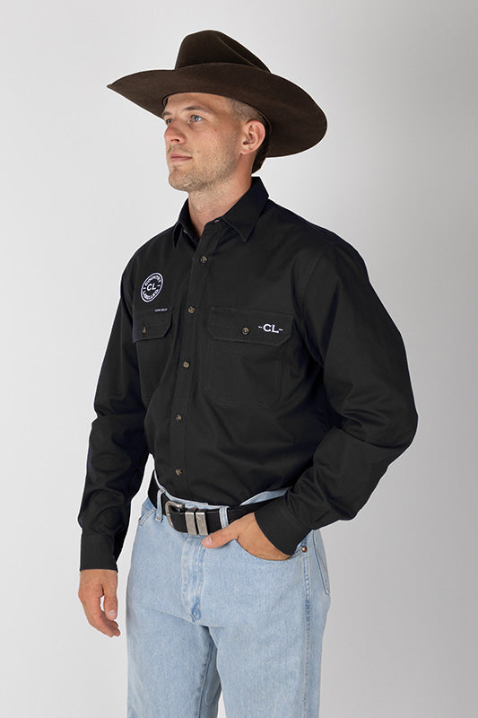 THE CATTLEMAN’S FULL BUTTON WORK SHIRT – BLACK