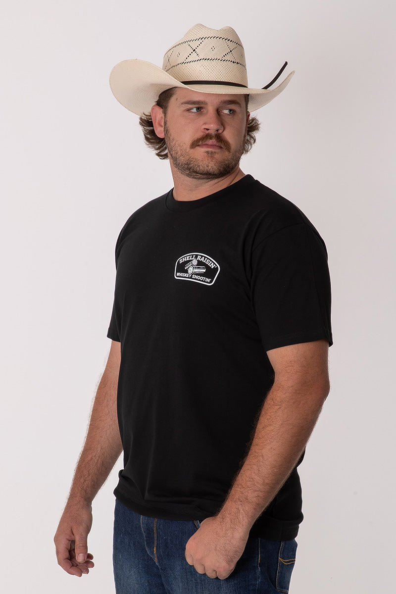 CL T Shirt  – Black – Shell Raisin’ Whiskey Shootin’