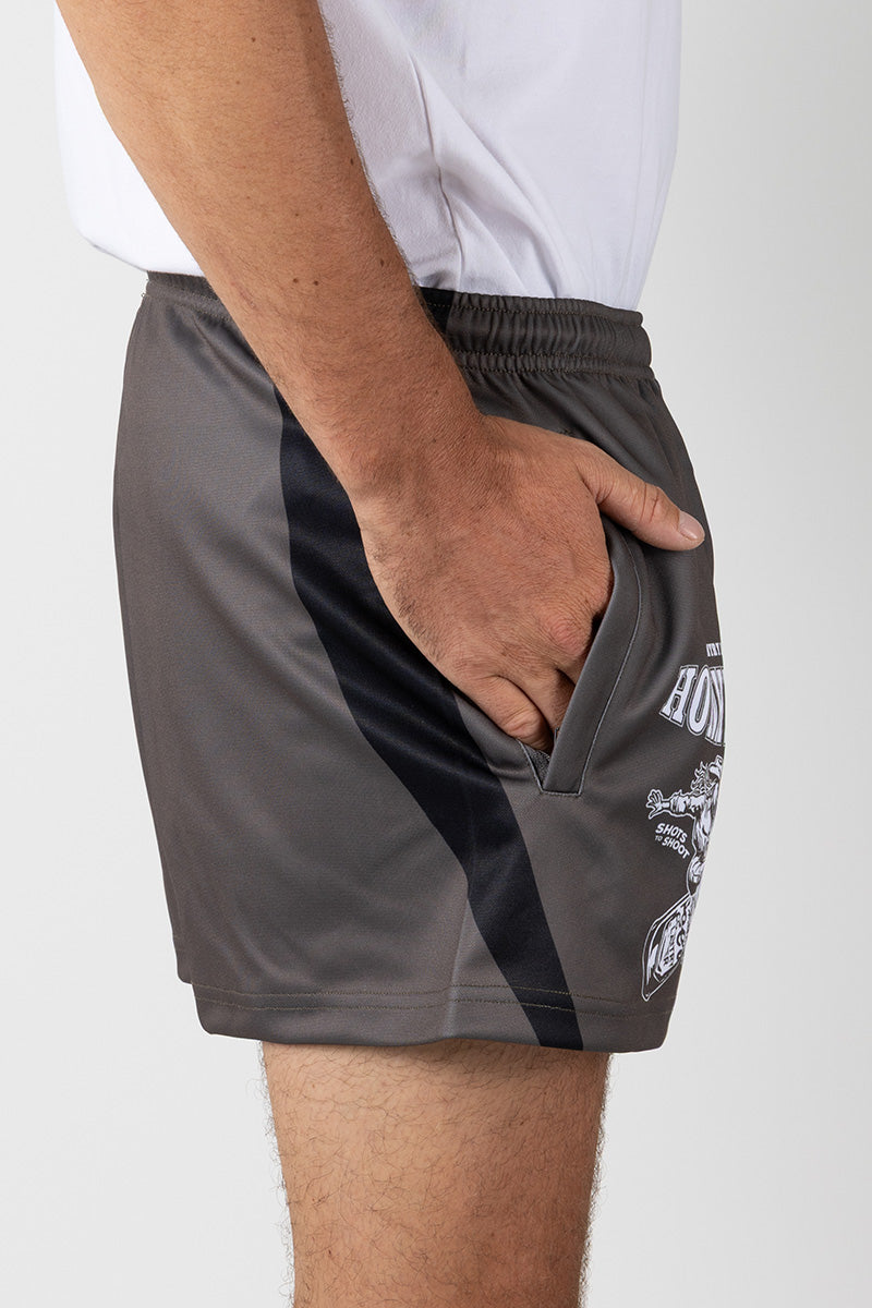 Footy Shorts – Honky Tonk – Charcoal – Black