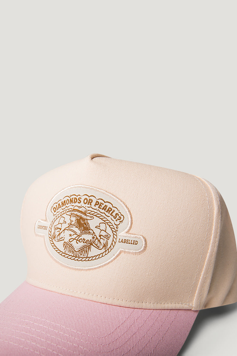 Country Labelled Cap – Pink & White – Acres