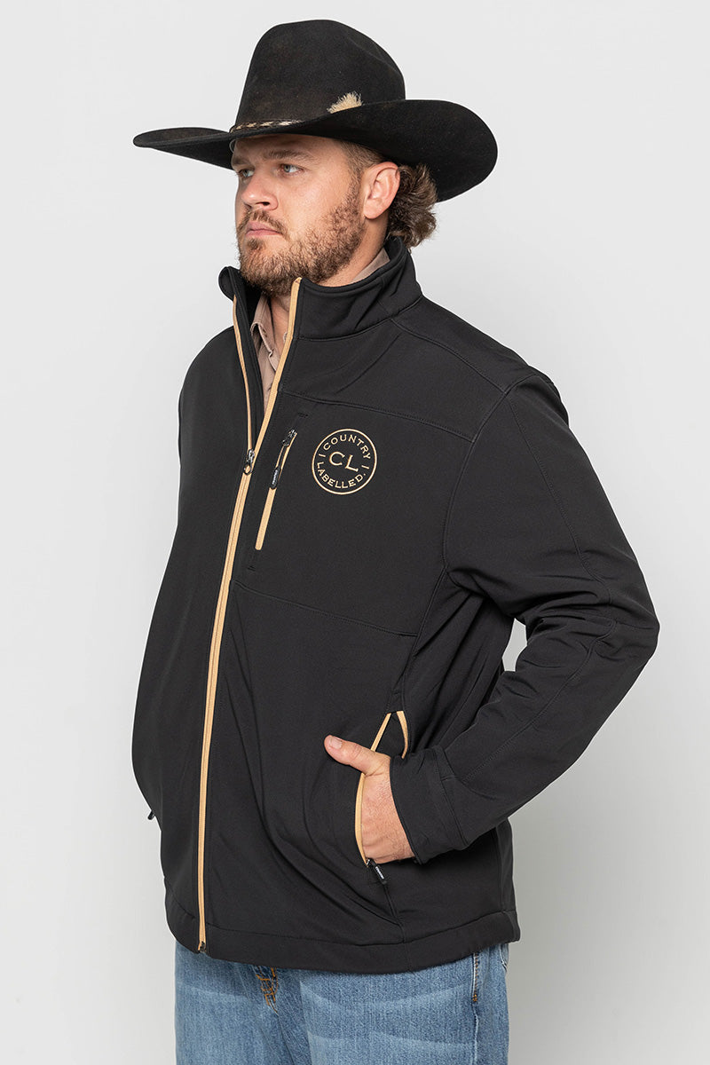 Mens – Maverick – Soft Shell Jacket – Black & Tan