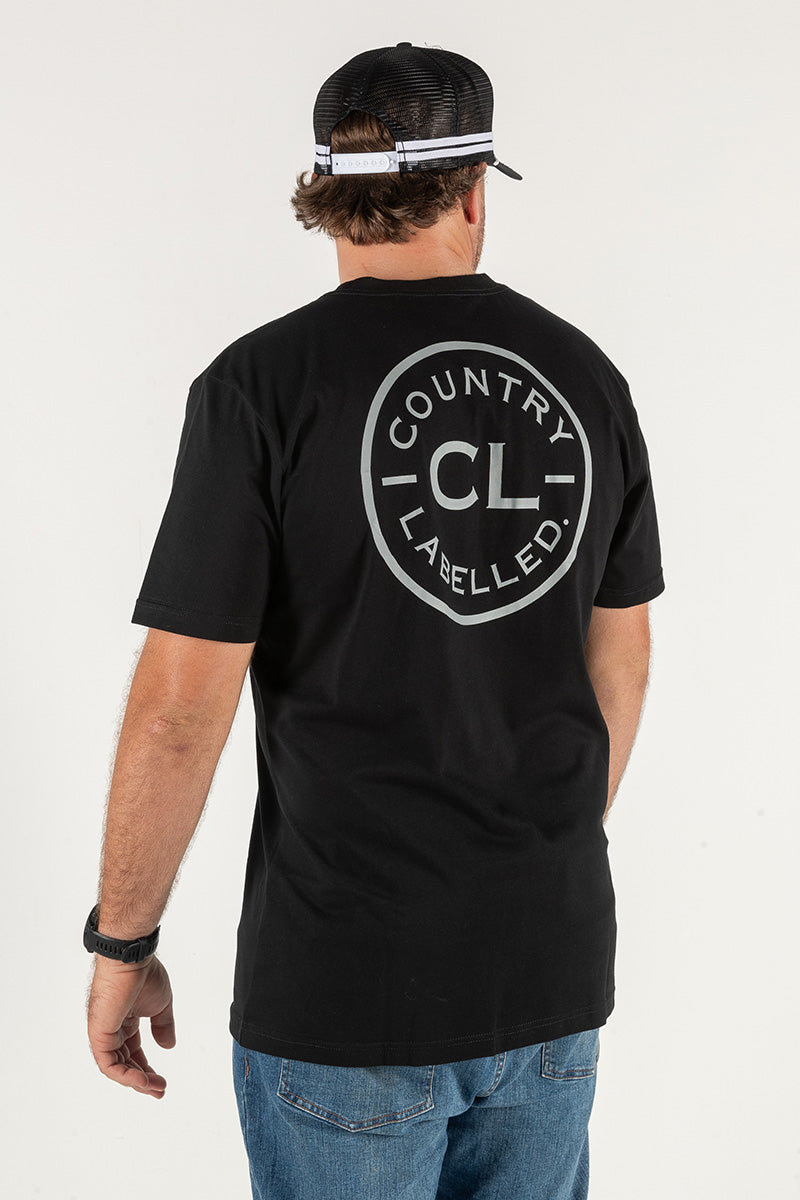 Mens Classic Signature CL T Shirt – Black – Grey Logo on