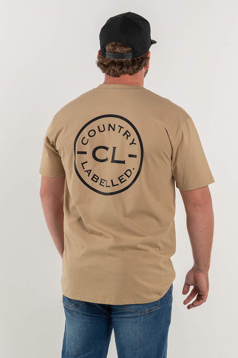 Mens Classic Signature CL T Shirt – Khaki – Black Logo