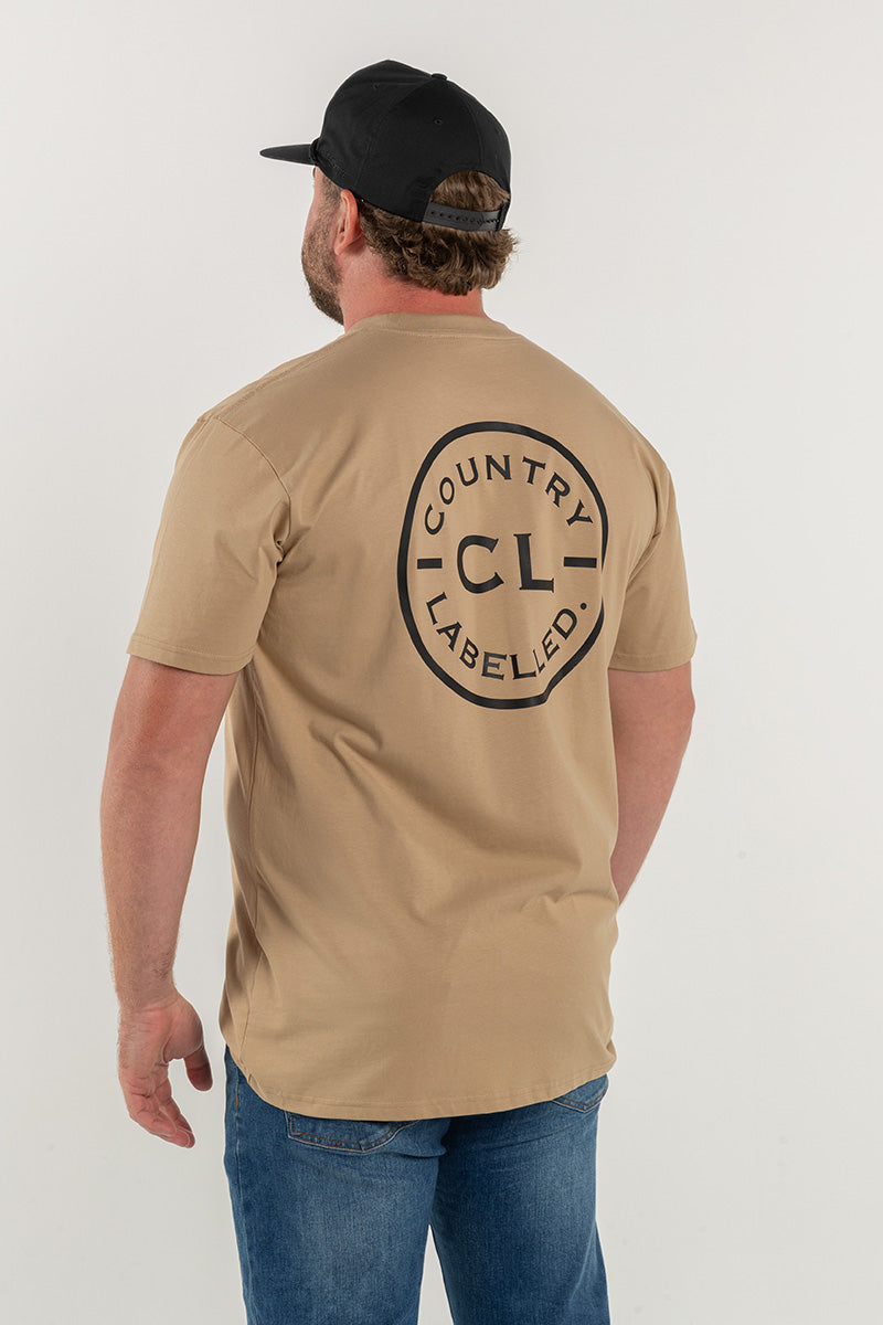 Mens Classic Signature CL T Shirt – Khaki – Black Logo