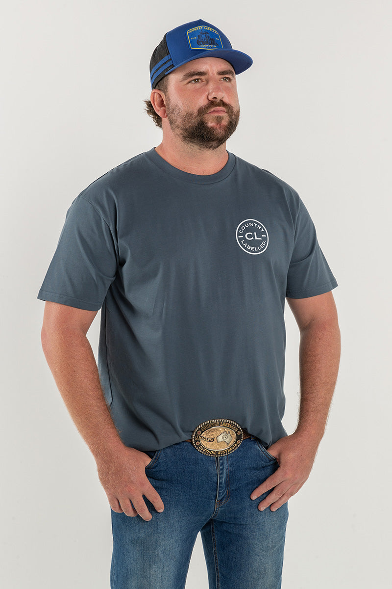 Mens Classic Signature CL T Shirt – Petrol Blue – Rocky Mountain Logo