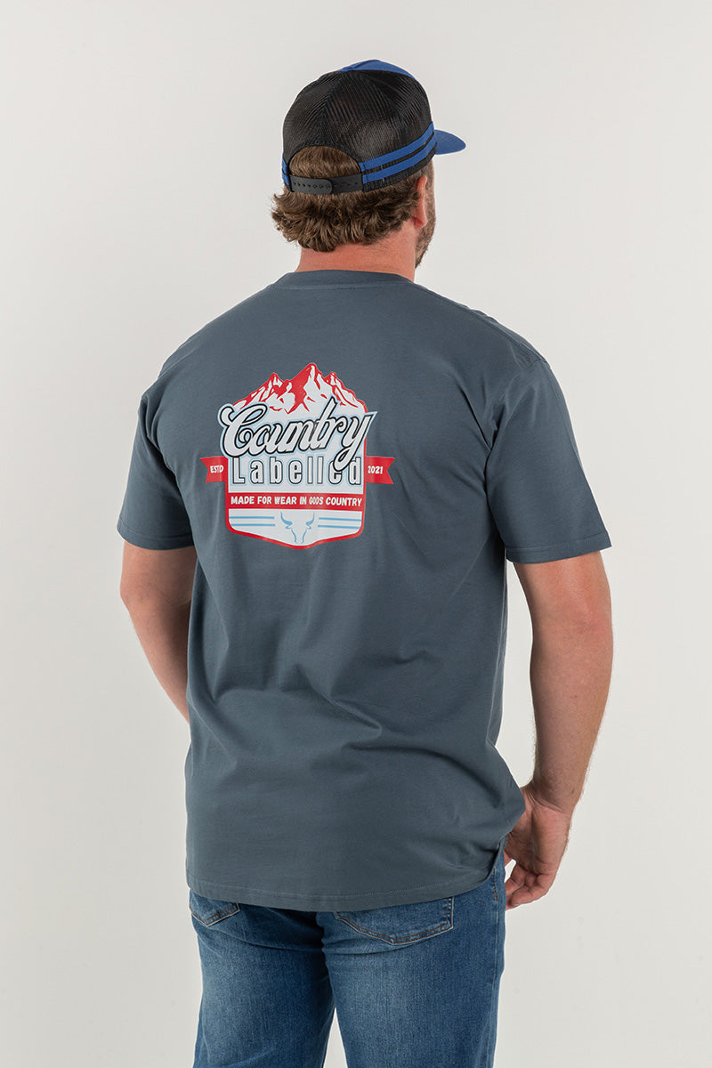 Mens Classic Signature CL T Shirt – Petrol Blue – Rocky Mountain Logo