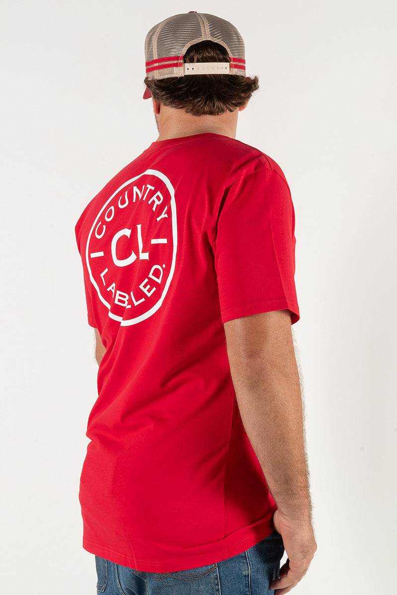 Mens Classic Signature CL T Shirt – Red – White Logo