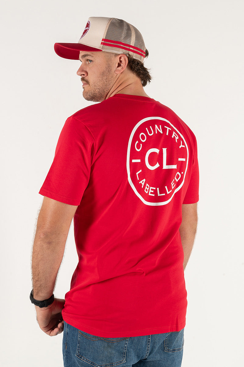 Mens Classic Signature CL T Shirt – Red – White Logo