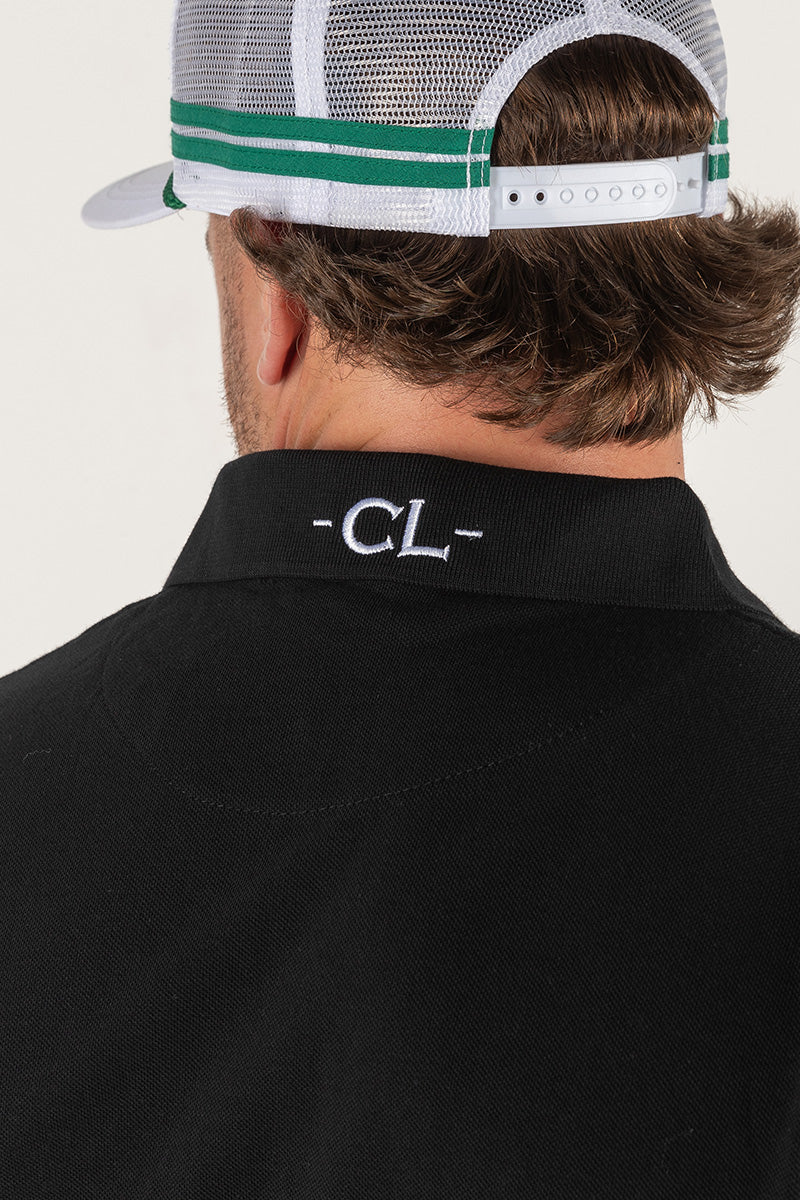 Mens Original Polo shirts – Black – White Logo