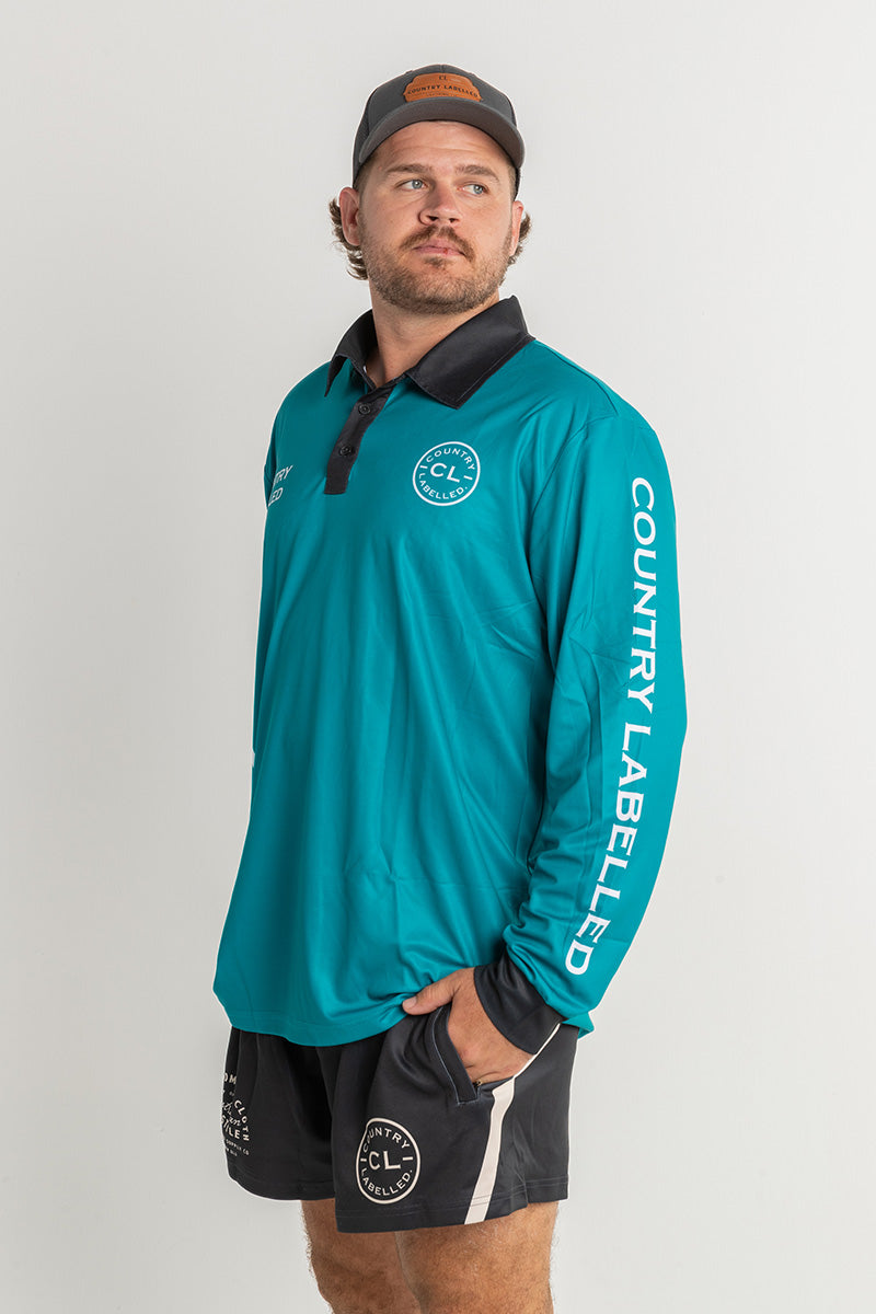 Signature Fishing Shirt – Teal & White