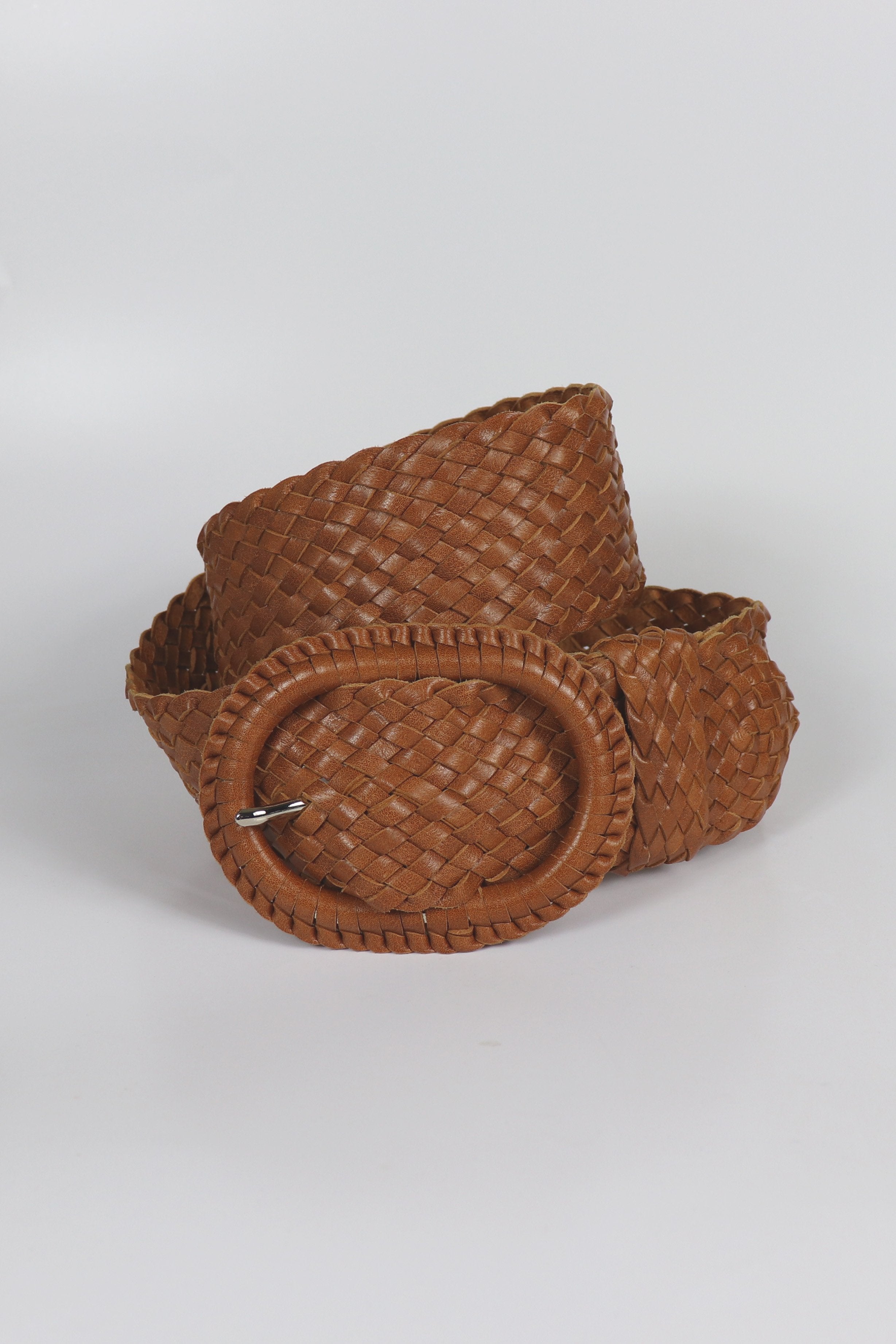 Leather Plaited Belt – Tan