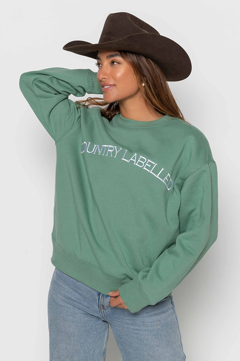 Womens – Oversized Signature – Crew Neck – Sage