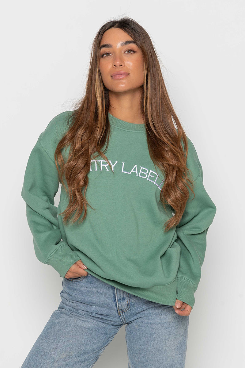 Womens – Oversized Signature – Crew Neck – Sage