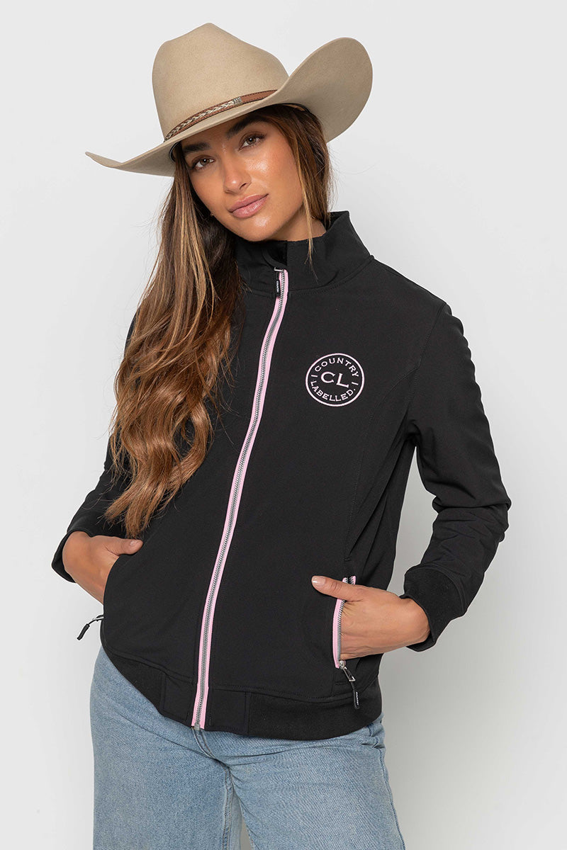 Womens – Rustler – Soft Shell Jacket – Black & Pink
