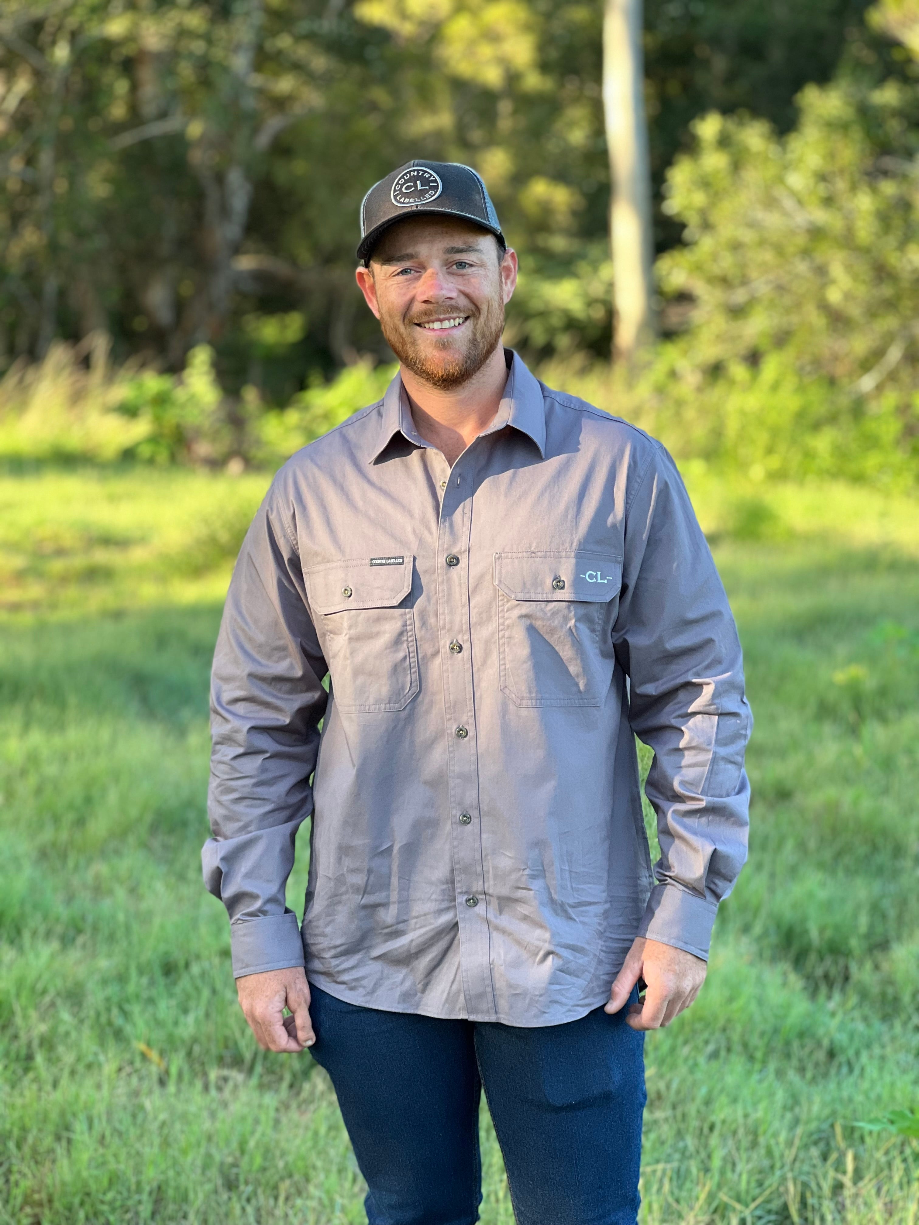 The Sale Yard Full Button Work Shirt – Grey