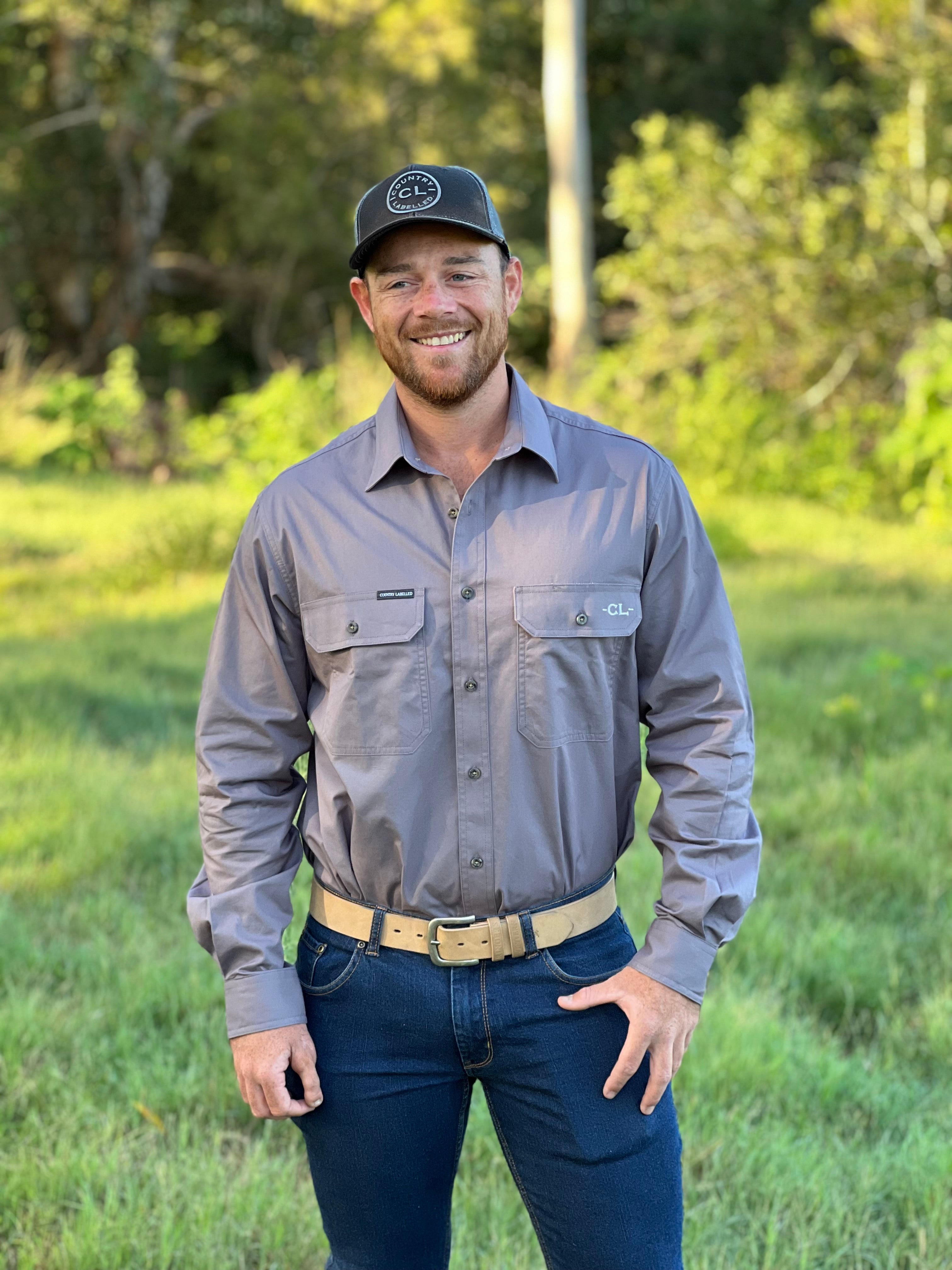 The Sale Yard Full Button Work Shirt – Grey
