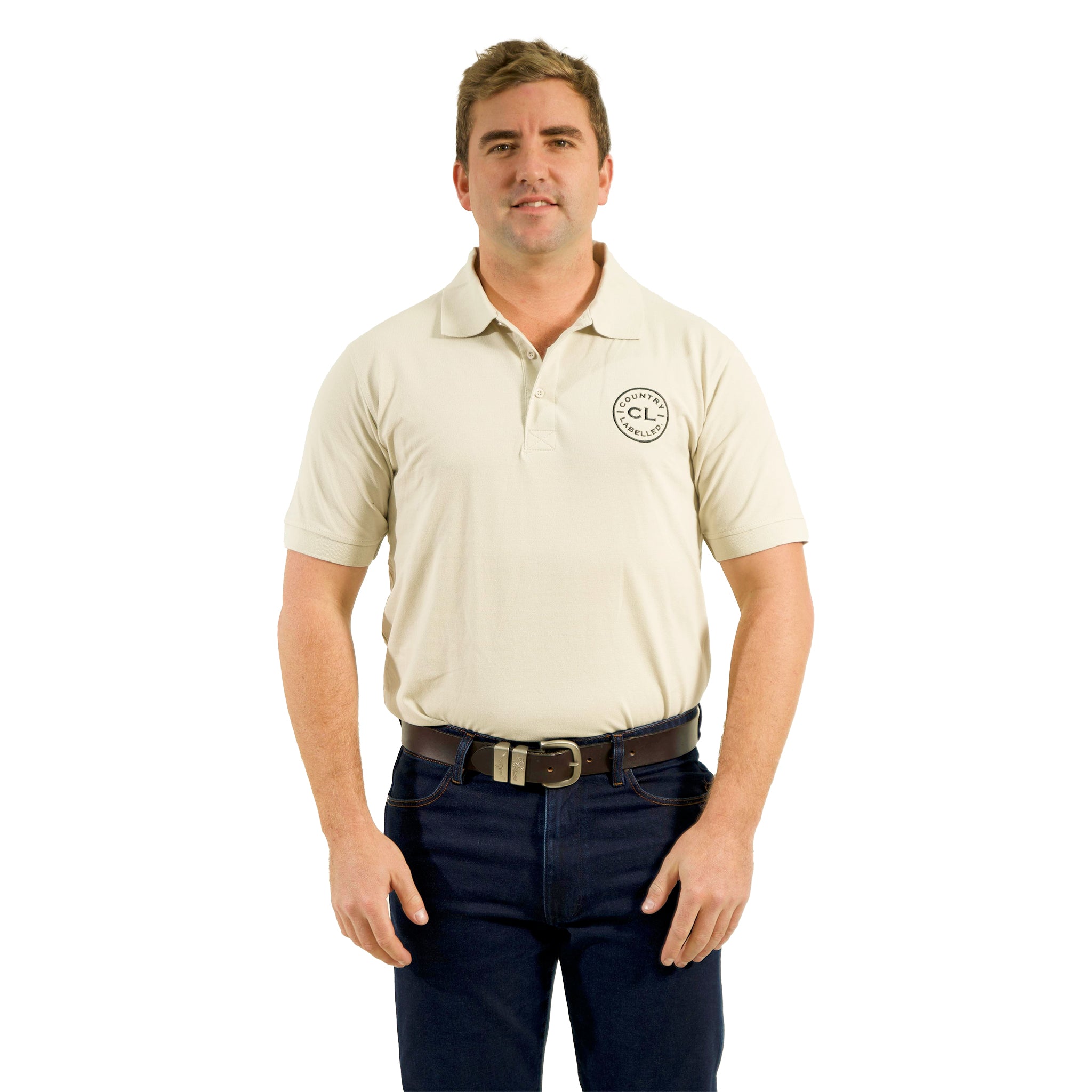 Mens Original Polo shirts – Sand – Black Logo