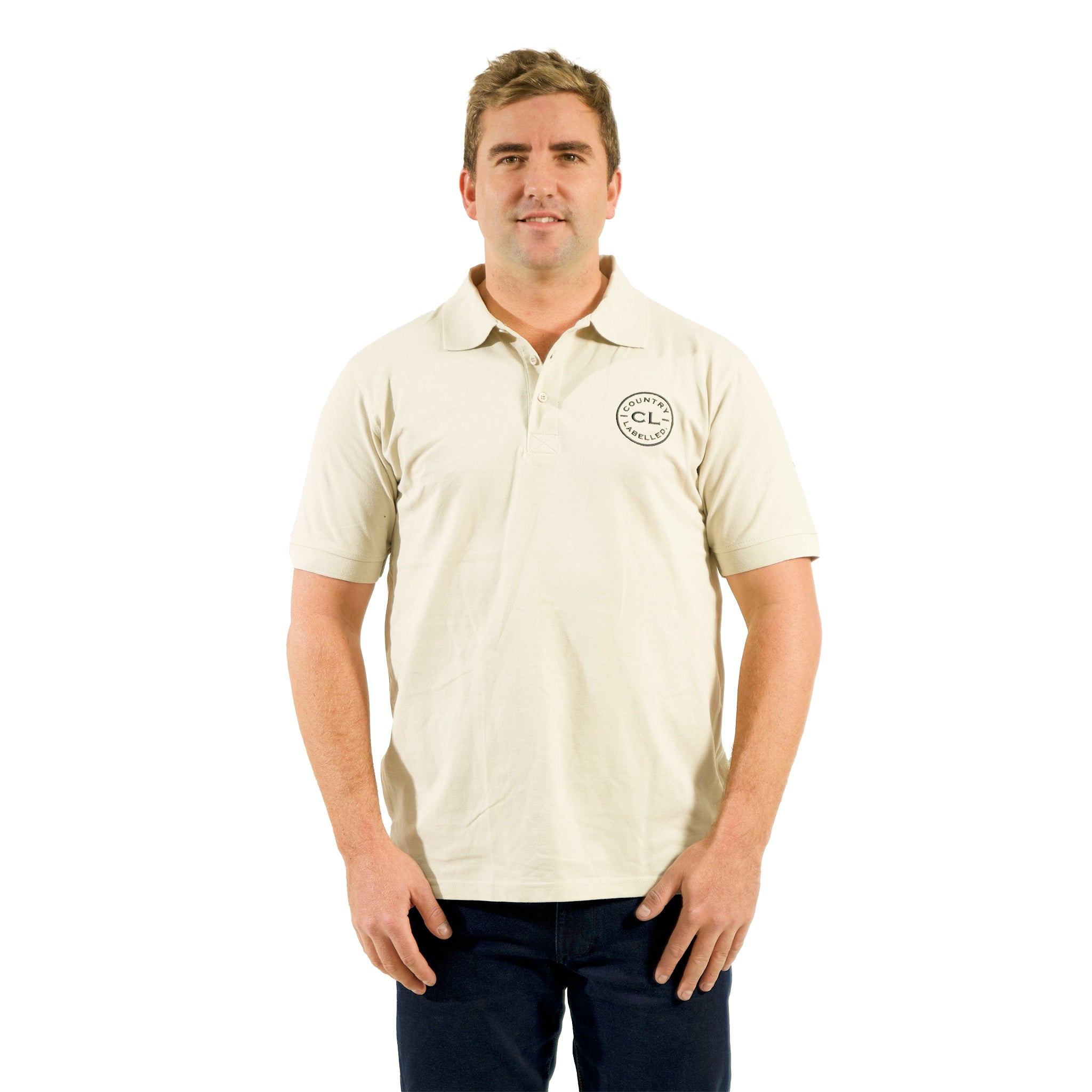 Mens Original Polo shirts – Sand – Black Logo