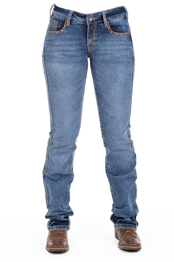 Mid Rise – SR2203 “Bristol” Tan Stitch Jeans