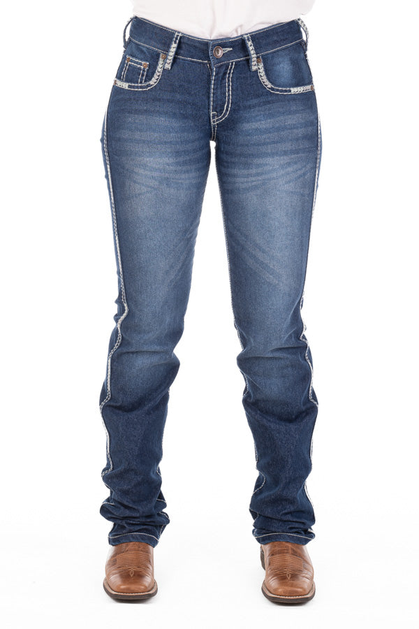 Mid Rise – SR2166 “Blairsville” Sage Heart Stitch Jeans