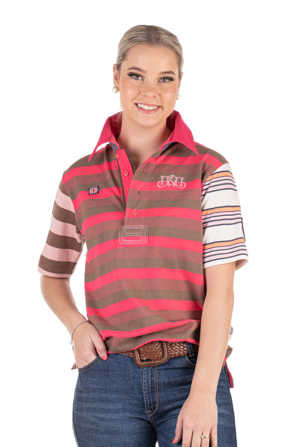 Rugby Collection – RC01-12 Brown/Hot Pink/Pink/Grey Rugby Fit Polo