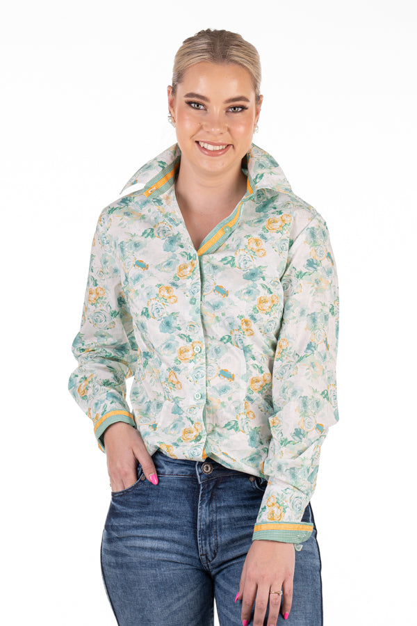 Fitted – C173 Mustard & Turquoise Green Floral