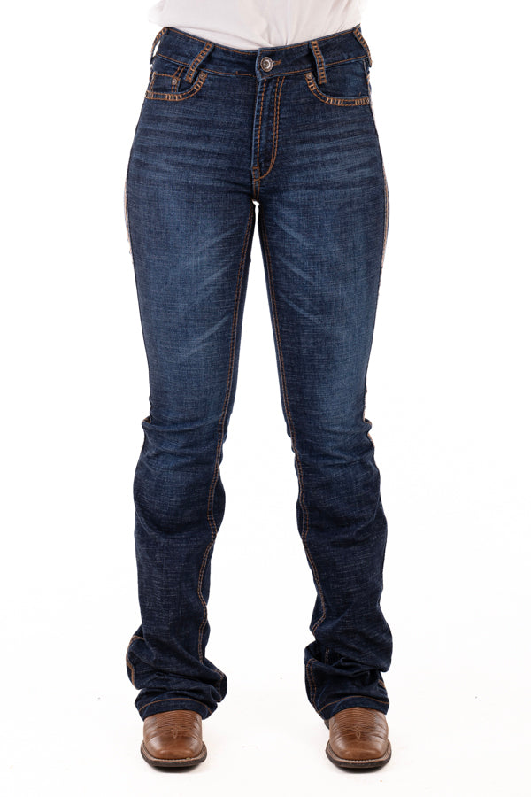 Ultra High Rise – SR2229 “Durango” Chocolate with Metallic stitch jean
