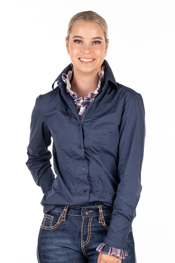 Fitted – M2001 Ink Navy with Navy Blue, White & Purple Check Contrast