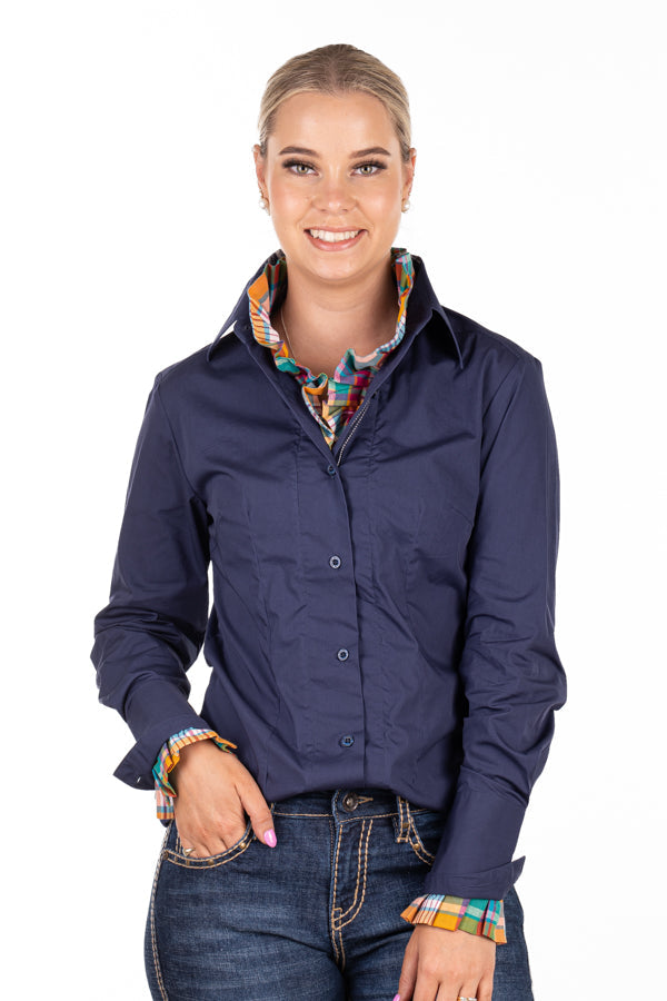 Fitted – M2005 Ink Navy with Magenta, Burnt Orange, Green & Turquoise Contrast