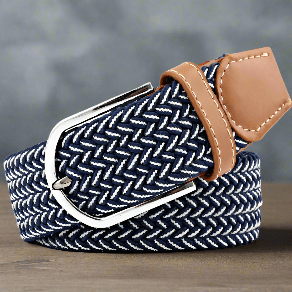 PW Braided Belt – Navy, Red & Beige