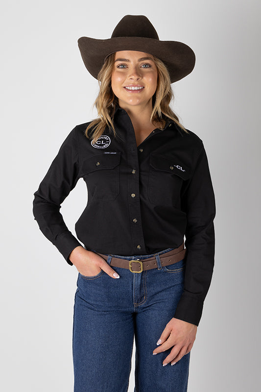 THE MATILDA FULL BUTTON WORK SHIRT – BLACK