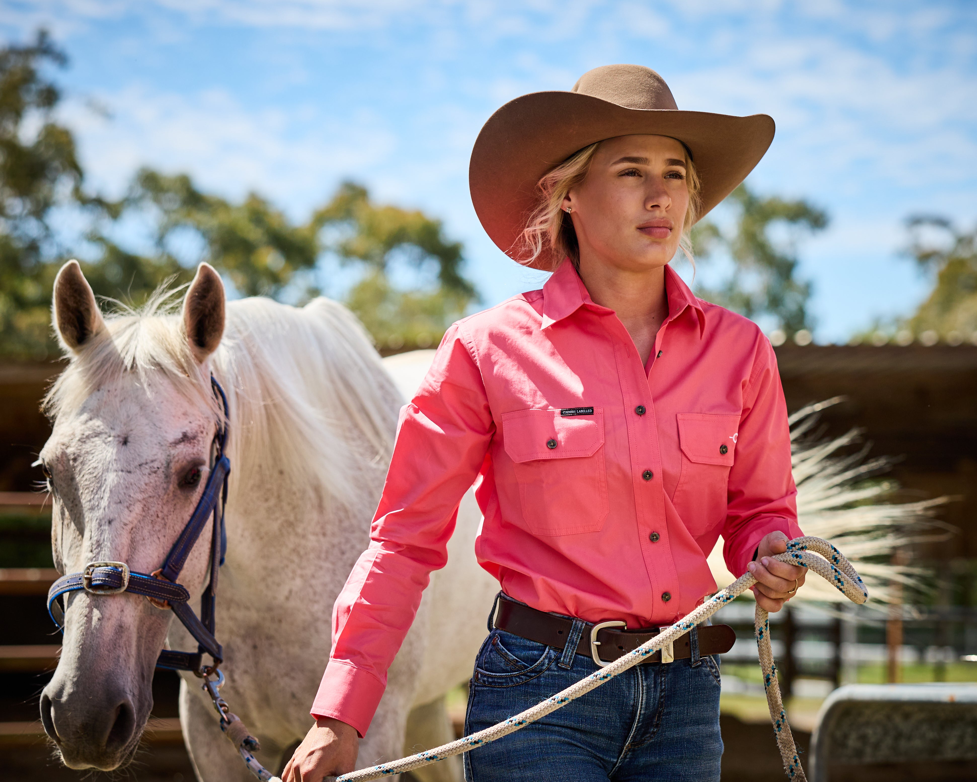The Arena Full Button Work Shirt – Grapefruit