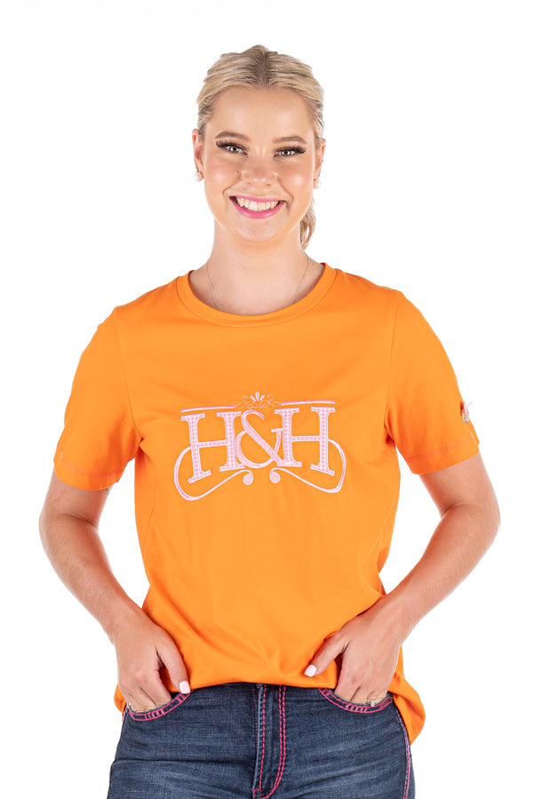 T Shirt – TS38 Orange with Baby Pink H&H Logo