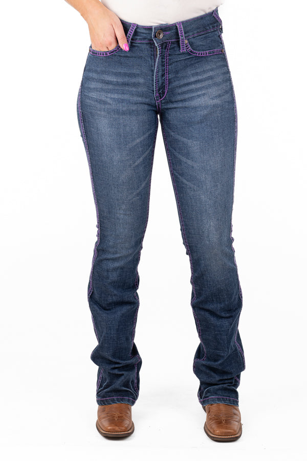 Ultra High Rise – SR2247 “No Name” Purple Stitch Jeans