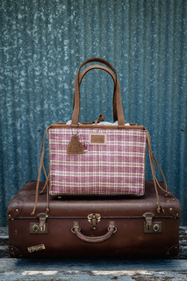 Handbag – Tan & Pink Tweed Panel