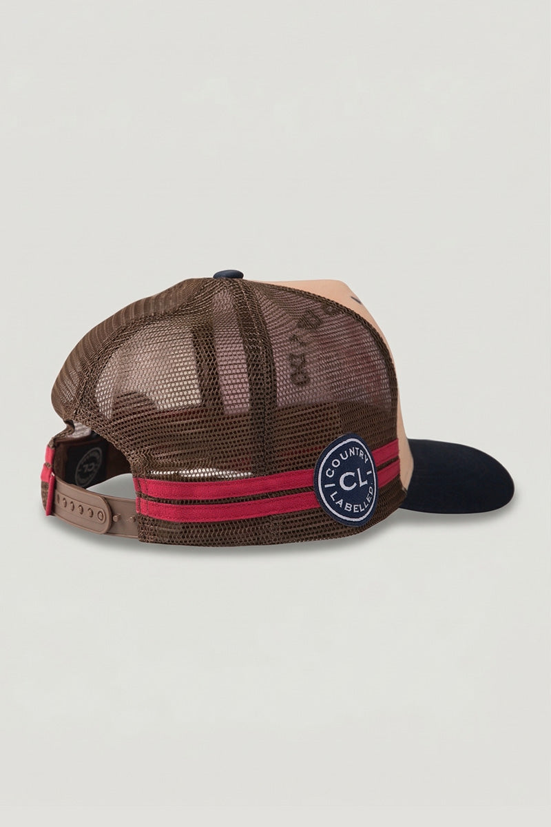 Country Labelled Cap – Don’t Mind If I Do – Tan, Navy & Red
