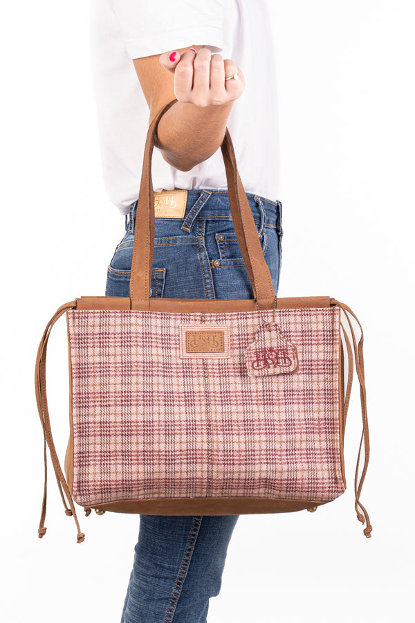Handbag – Tan & Pink Tweed Panel
