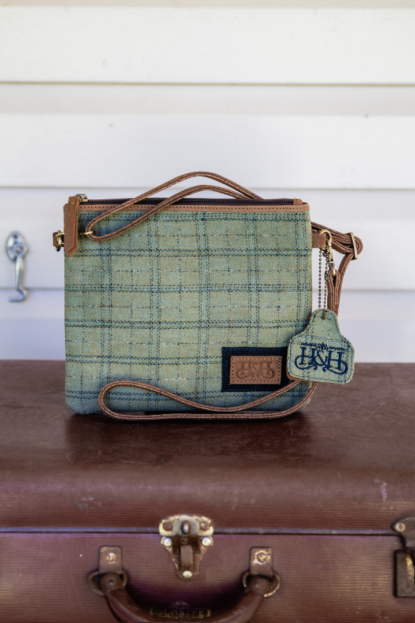 Cross Body Clutch – CBC71 – Tan & Green Tweed