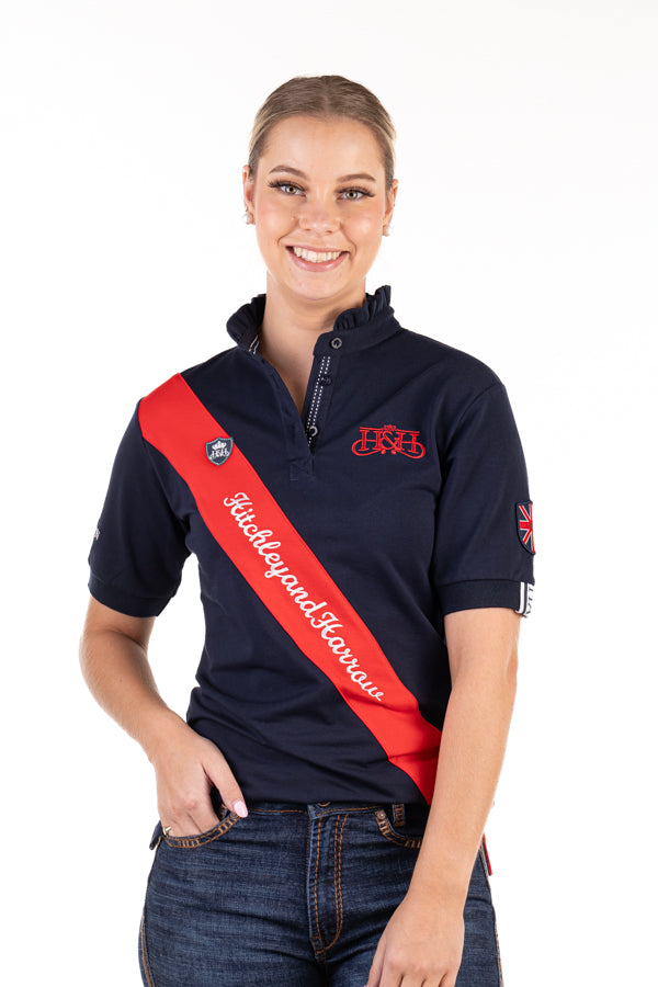 Equestrian Collection – Sash Fitted Polo – EE01-21 Navy and Red
