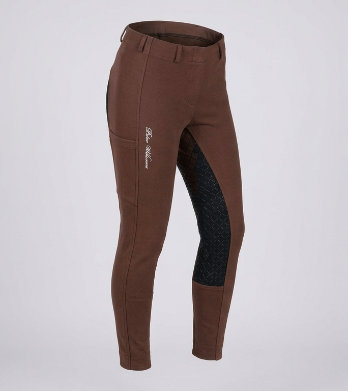 Chocolate & Black Pull On Riding Jodhpurs | Gel Seat & Phone Pocket
