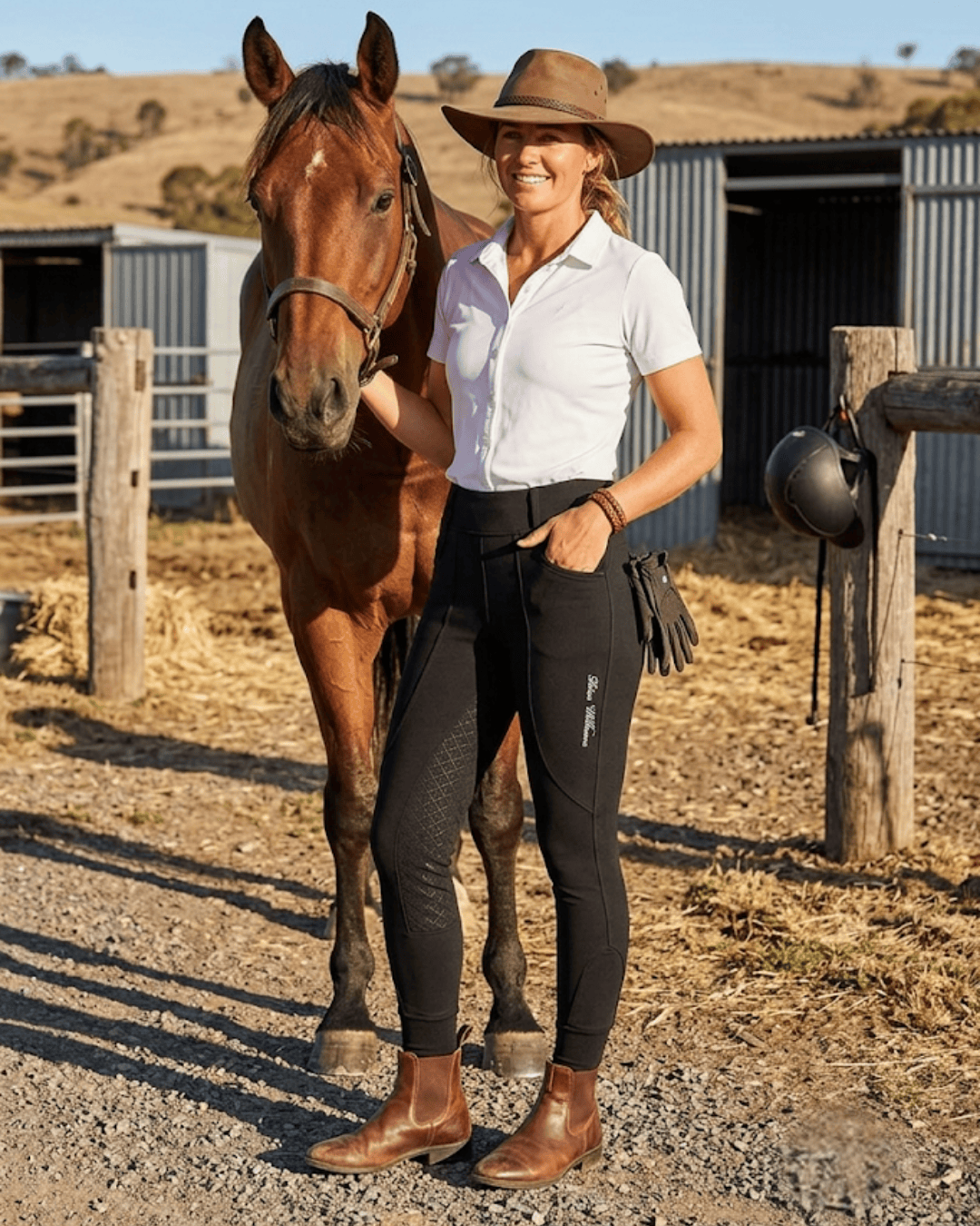 Ladies Black Riding Tights &ndash; Full Gel Seat